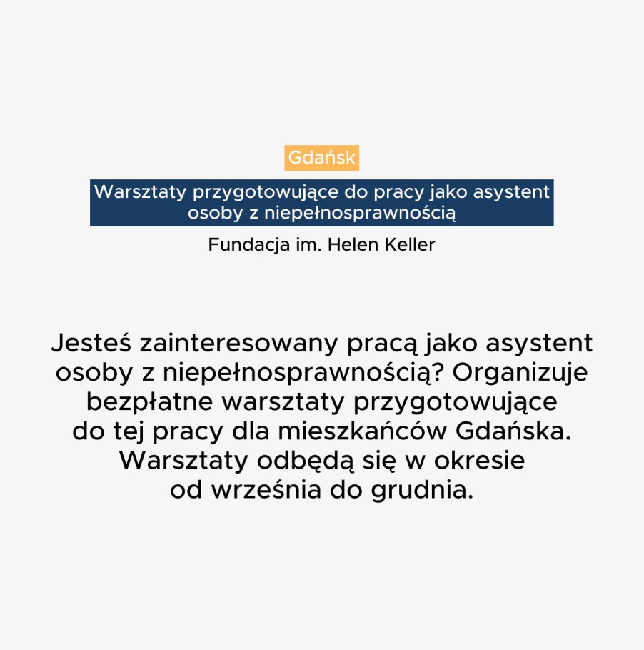 Warsztaty przygotowujące do pracy jako asystent osoby z niepełnosprawnością