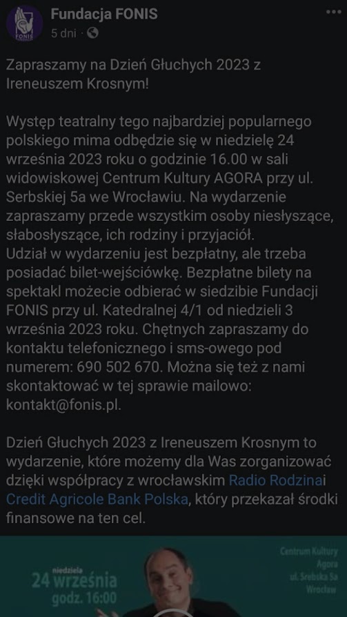 Występ teatralny z Ireneuszem Krosnym