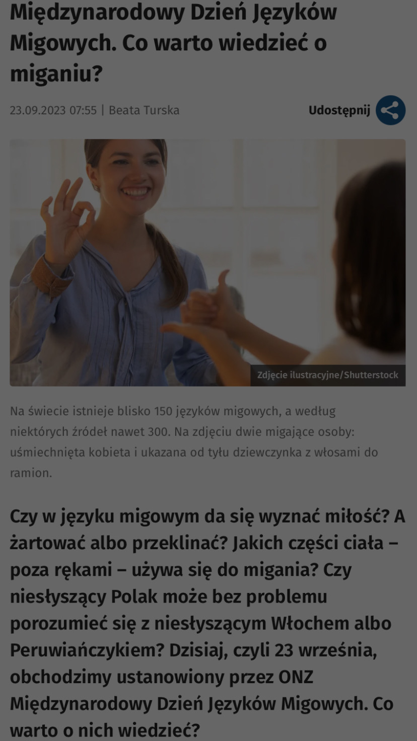 Międzynarodowy Dzień Języków Migowych. Co warto wiedzieć o miganiu?