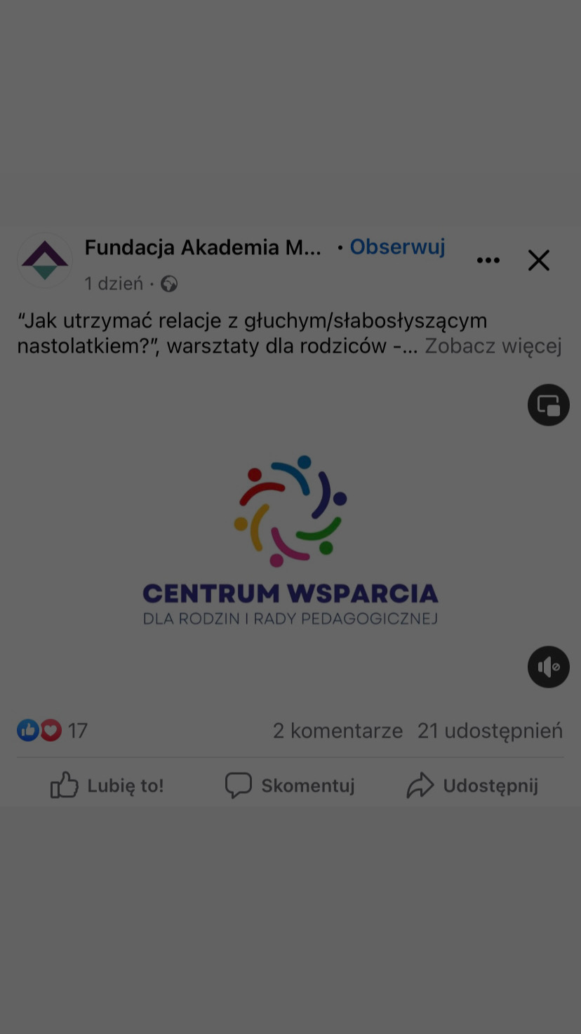 Warsztaty “Jak utrzymać relacje z głuchym/słabosłyszącym nastolatkiem?”