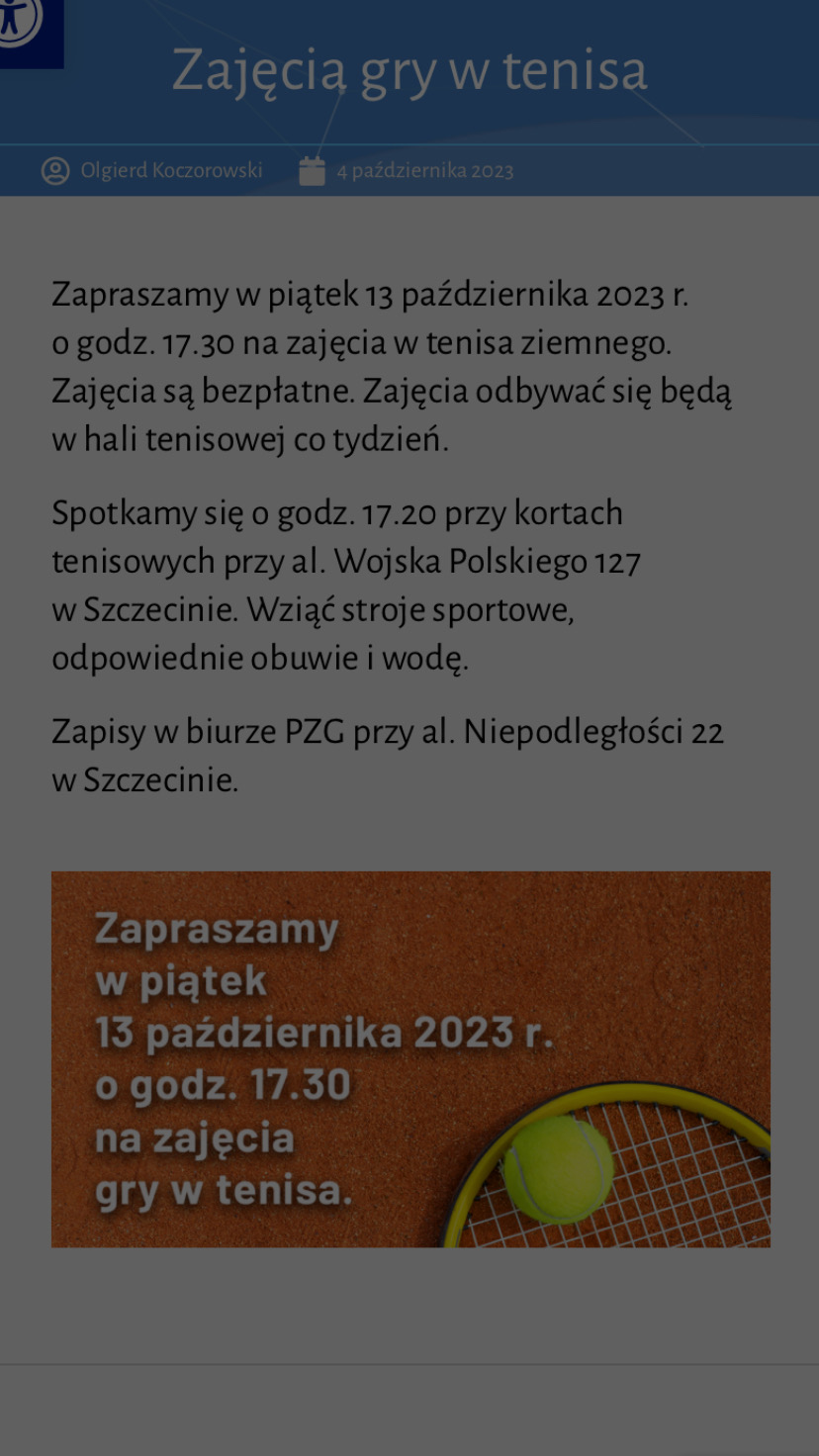 Zajęcia gry w tenisa