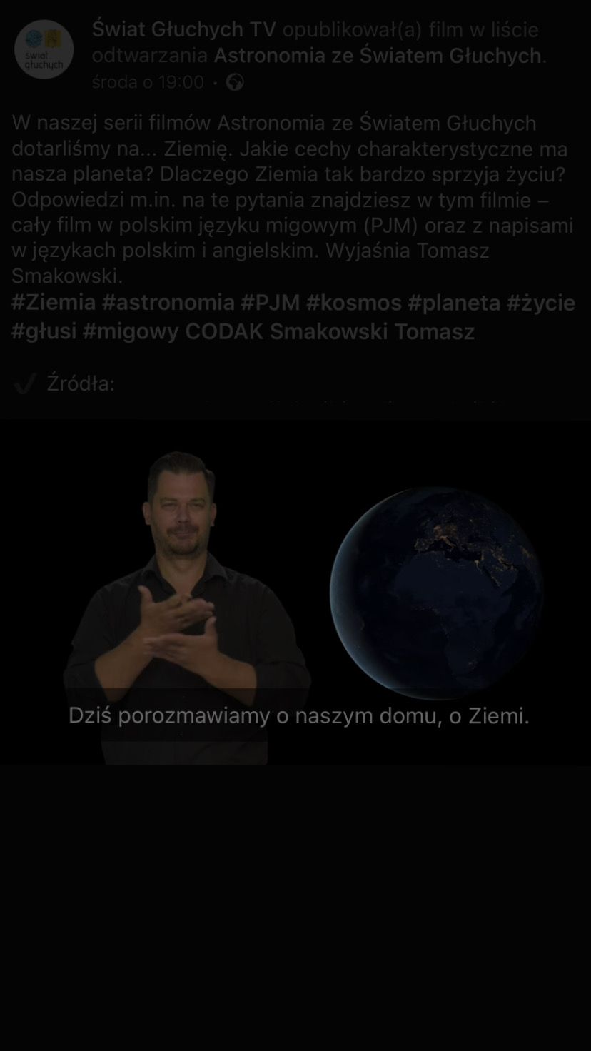 Odcinek: Ziemia. Astronomia ze Światem Głuchych