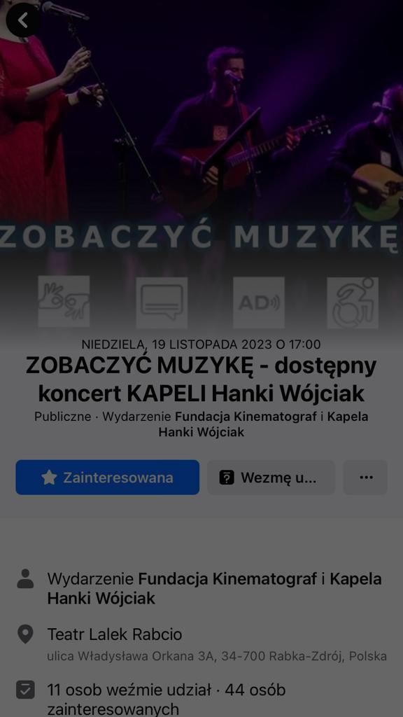 Koncert KAPELI Hanki Wójciak: ZOBACZYĆ MUZYKĘ