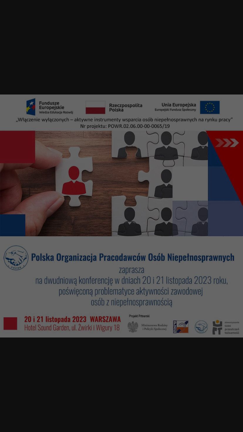 Włączenie wyłączonych – aktywne instrumenty wsparcia osób z niepełnosprawnością na rynku pracy - konferencja