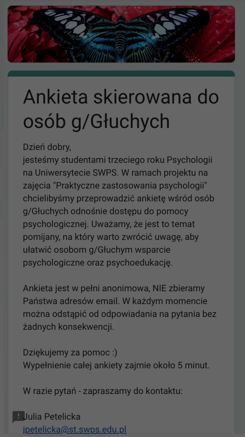 Praktyczne zastosowania psychologii - ankieta