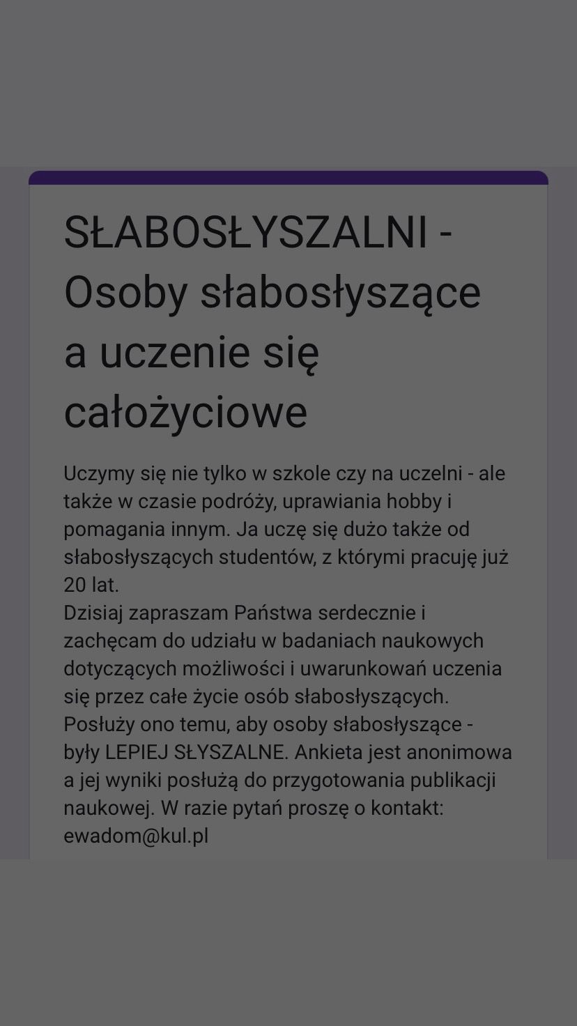 Słabosłyszalni - osoby słabosłyszące a uczenie się całożyciowe