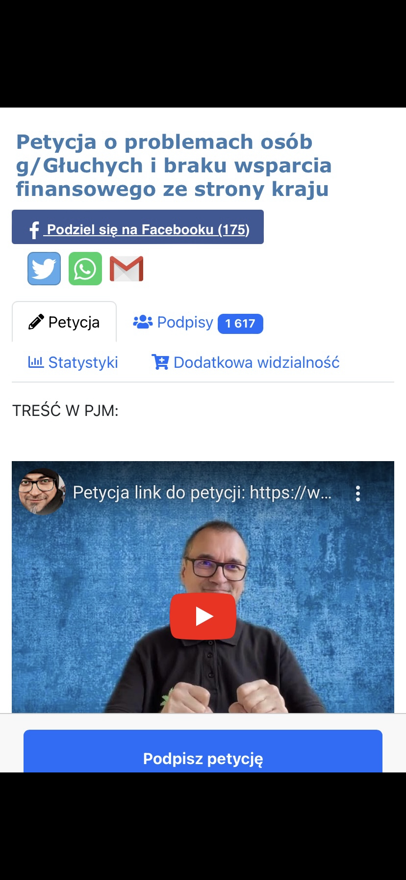 Petycja o problemach osób g/Głuchych i braku wsparcia finansowego ze strony kraju