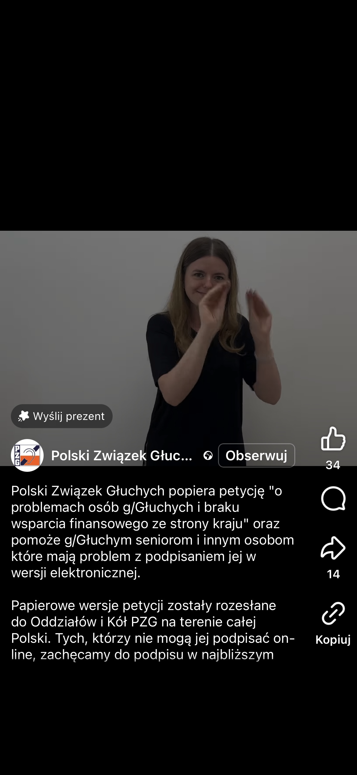 Polski Związek Głuchych popiera petycję 